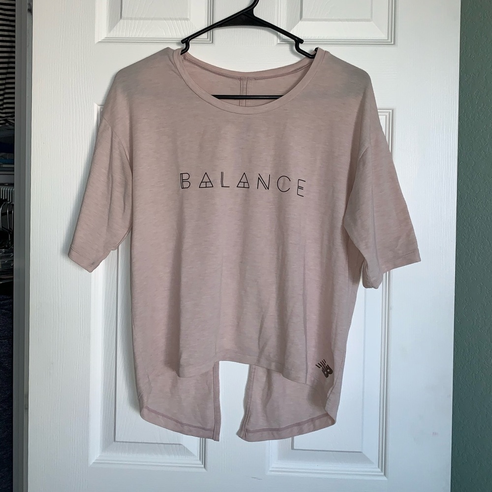 New balance light pink split back tee